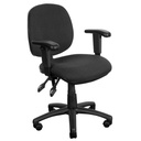 OFFICE CHAIR WITH ARMS FABRIC, BLACK, MEDIUM BACK, 2 LEVER, 120KG RATING (YS07A)