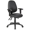 OFFICE CHAIR WITH ARMS, PU LEATHER, BLACK, HIGH BACK, 3 LEVER, 135KG RATING (YS08APU)