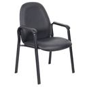 VISITOR CHAIR BRONTE WITH FIXED PADDED ARMS, PU LEATHER, NON STACKABLE 120KG RATING BLACK (YS09)