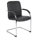 VISITOR CHAIR MONACO WITH FIXED PADDED ARMS, PU LEATHER, NON STACKABLE, 120KG RATING BLACK, 4 CHAIRS (YS112)